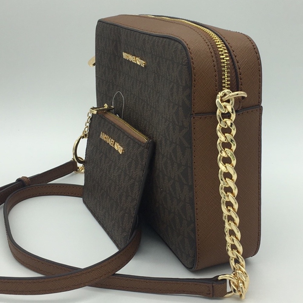 MICHAEL KORS LG EW CROSSBODY Bag&Coinpouch Brown - Picture 1 of 8